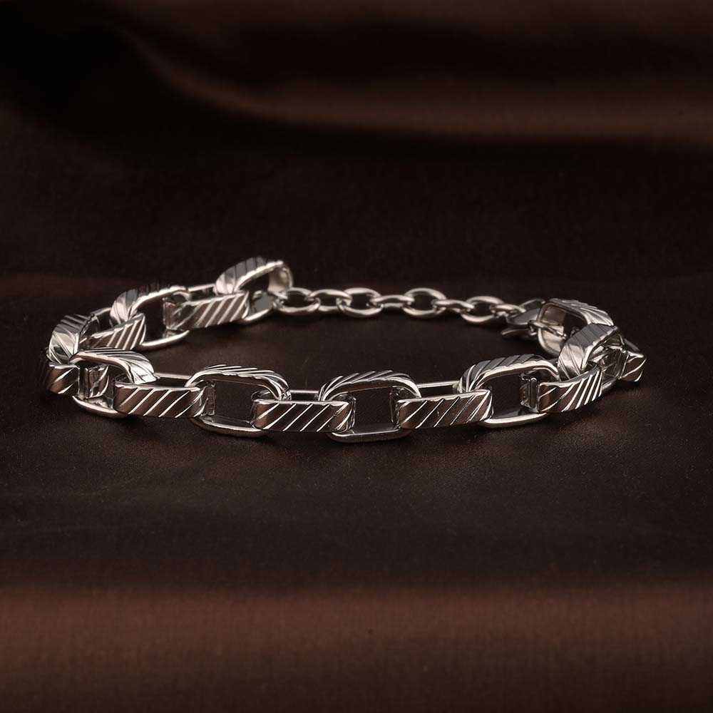 Rectangular Link Silver Bracelet