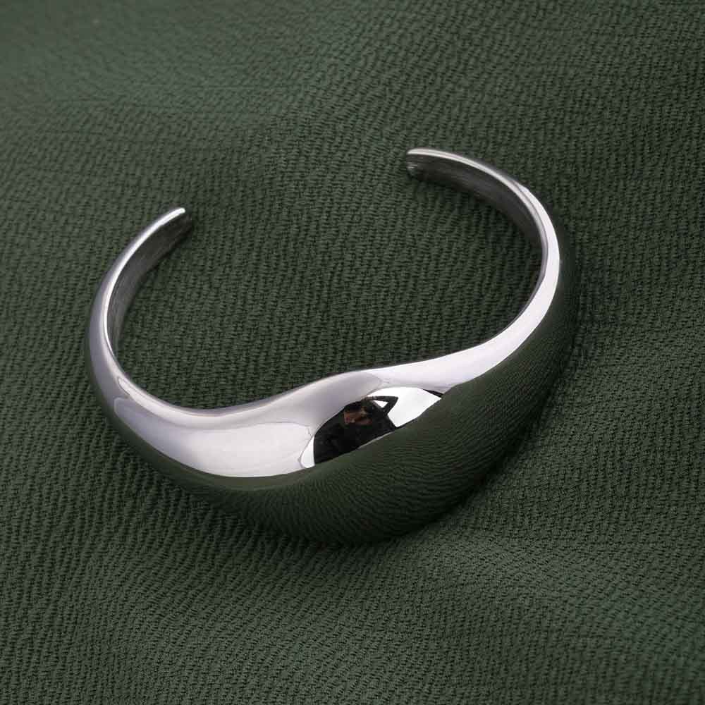 Silver Bold Half Moon Cuff Bracelet