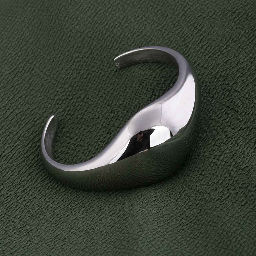 Silver Bold Half Moon Cuff Bracelet