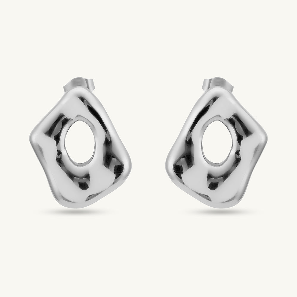 Silver Statement Stud Earrings