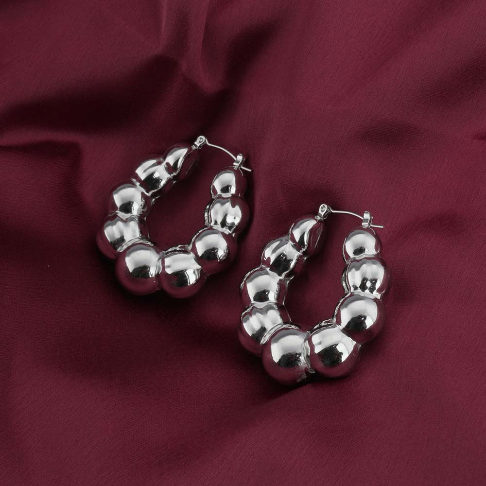 Silver Bubble Hoop Earrings