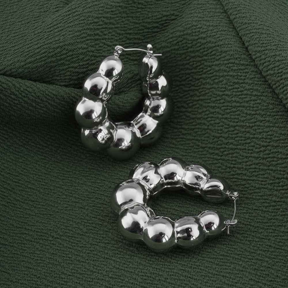 Silver Bubble Hoop Earrings