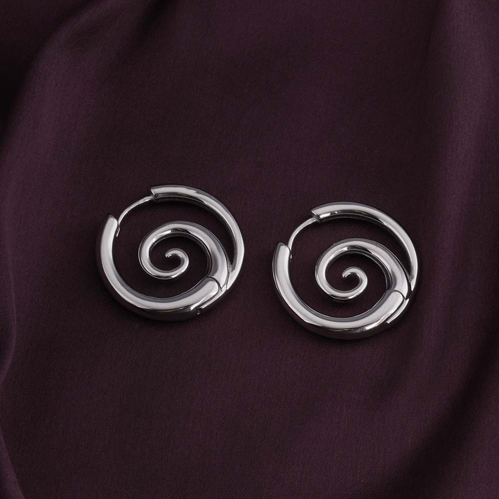 Spiral Serenity Silver Hoops Earrings