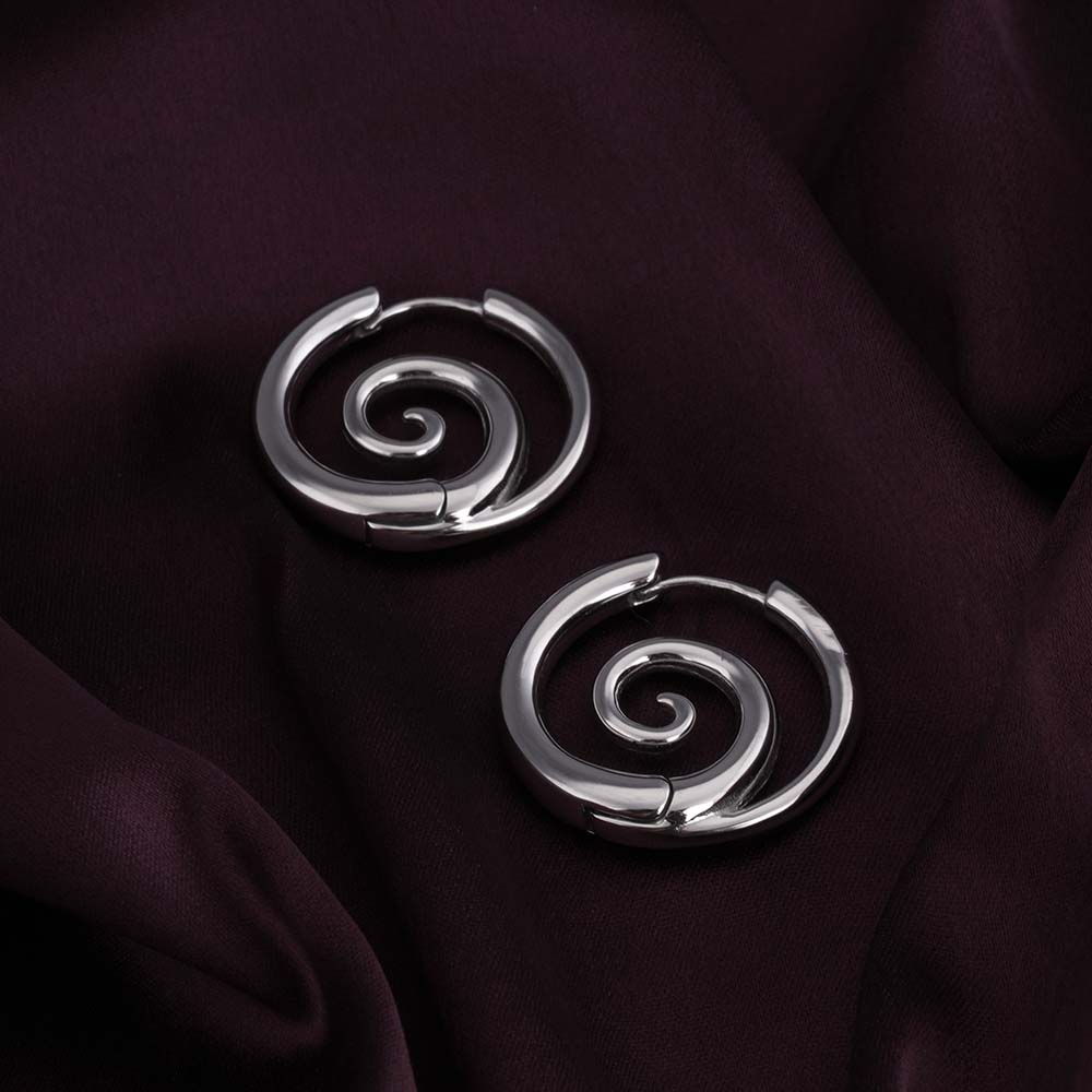 Spiral Serenity Silver Hoops Earrings