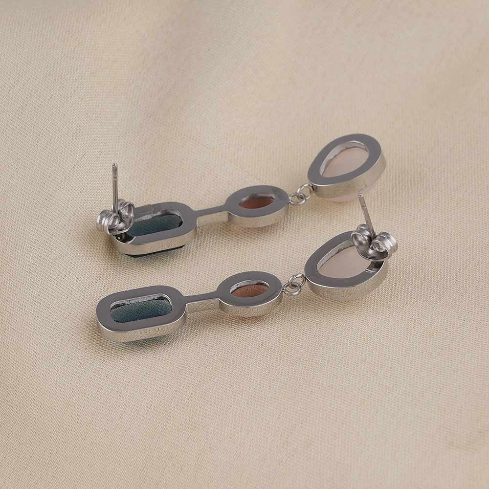 Triple Natural Crystal Drop Earring