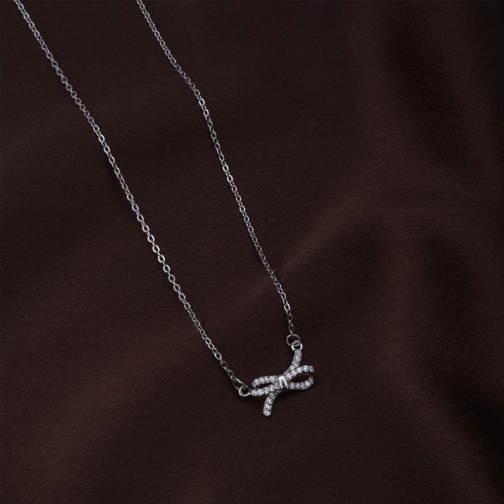 Zircon-Studded Knot Necklace | Silver
