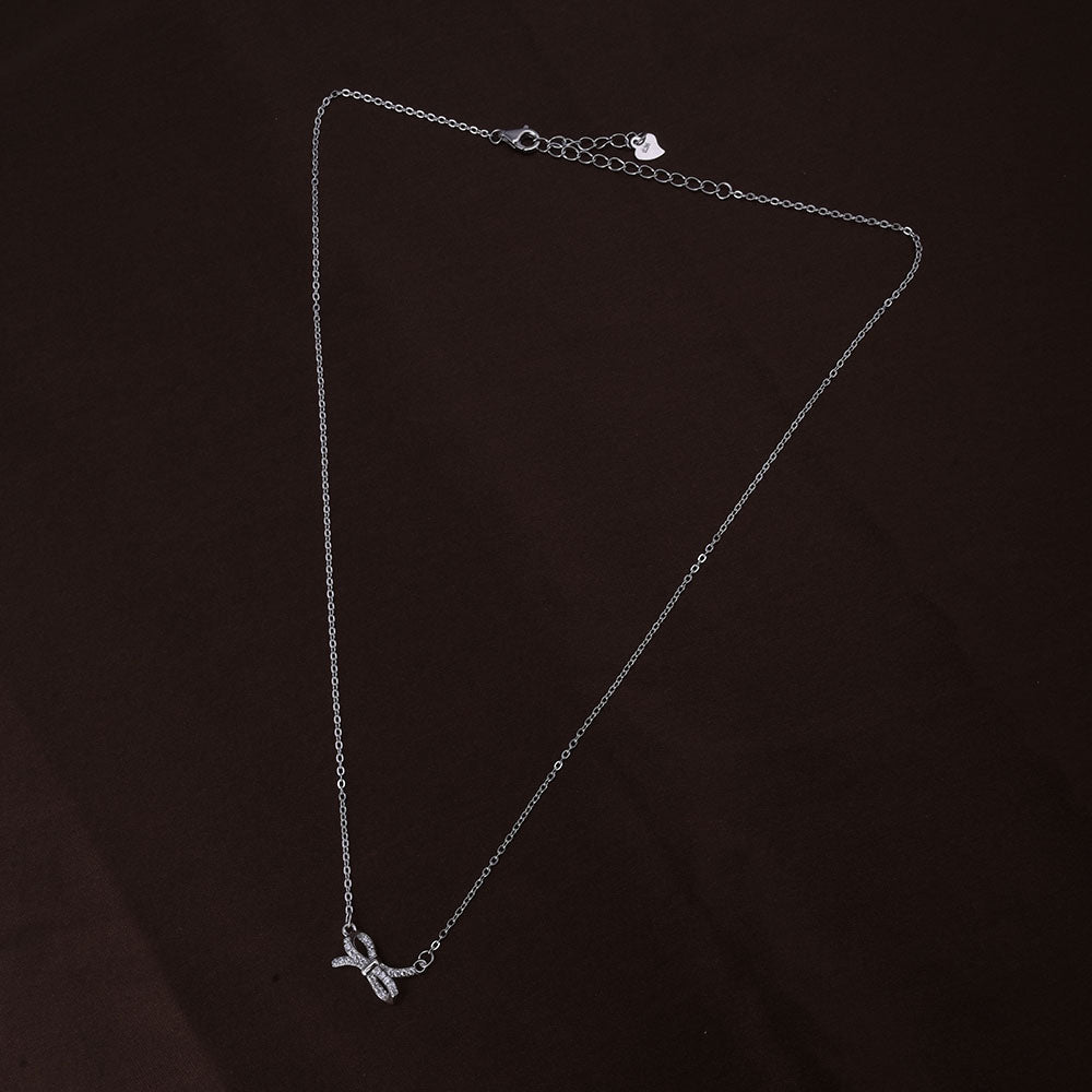 Zircon-Studded Knot Necklace | Silver