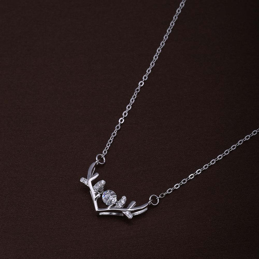 Zircon-Studded Stag Necklace | Silver