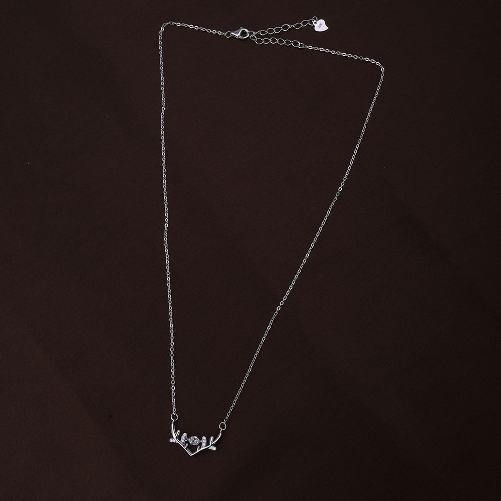 Zircon-Studded Stag Necklace | Silver