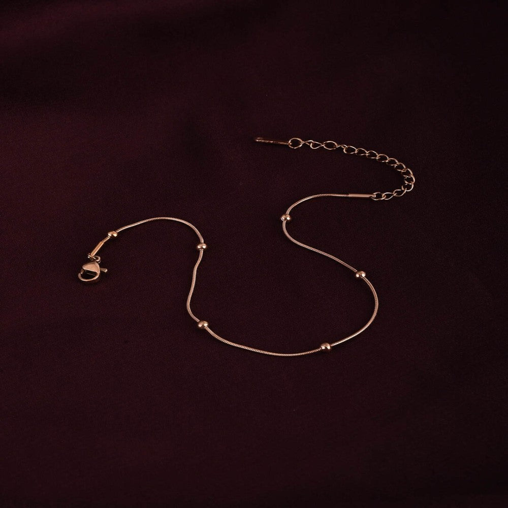 Rose-Gold Beaded Anklet