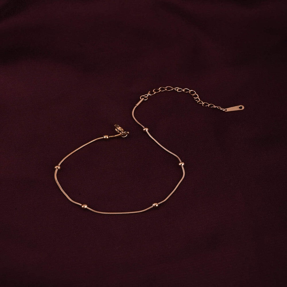 Rose-Gold Beaded Anklet
