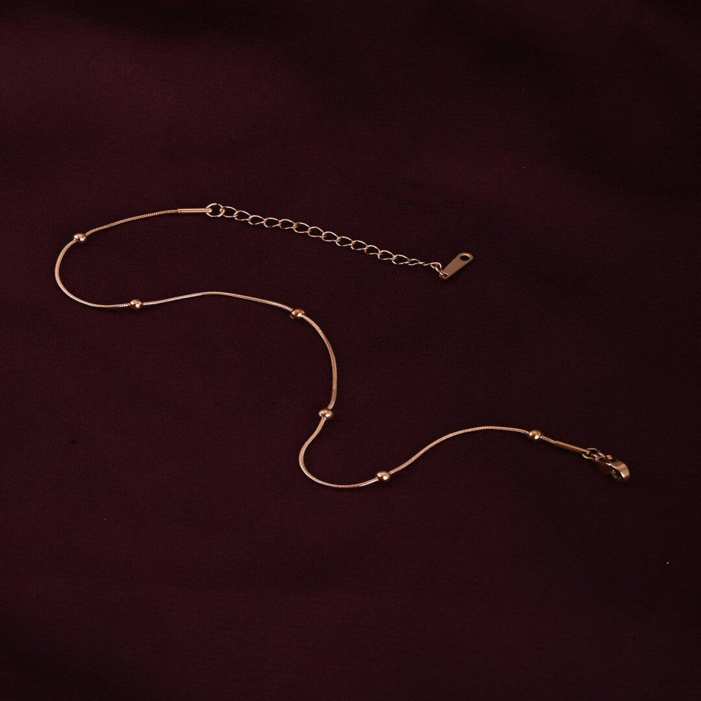 Rose-Gold Beaded Anklet