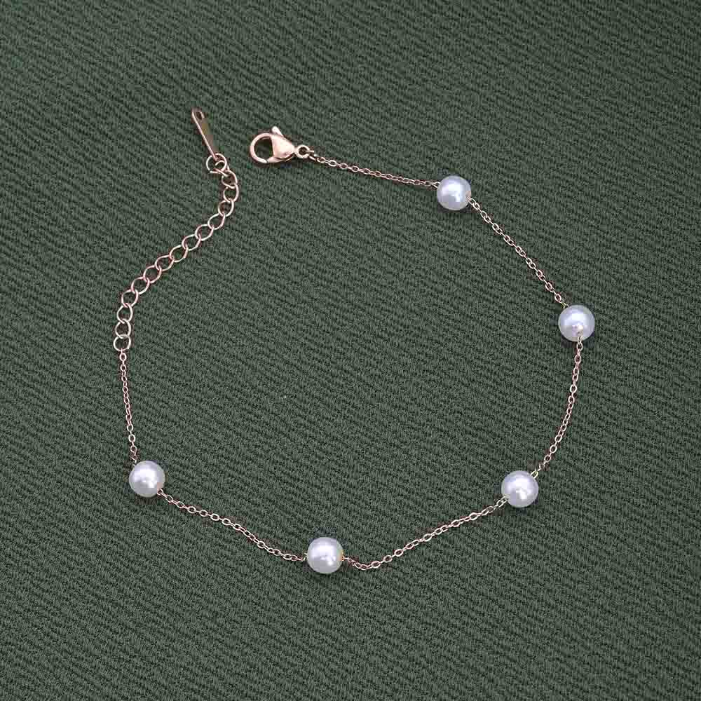 Rose-Gold Pearl Anklet