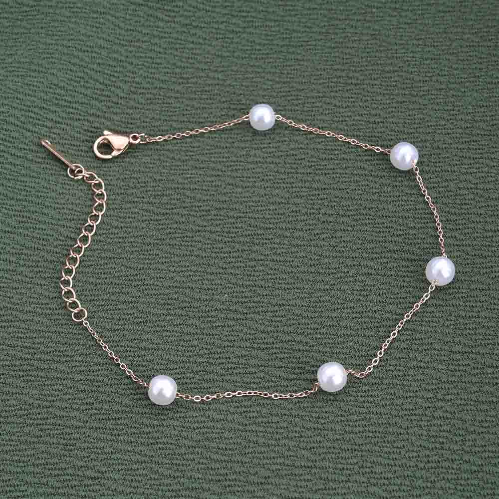 Rose-Gold Pearl Anklet