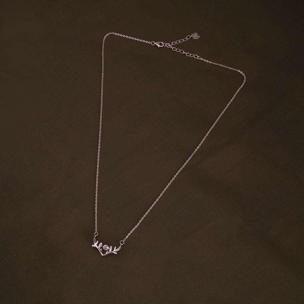 Zircon-Studded Stag Necklace | Rose Gold
