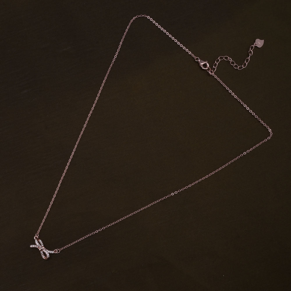 Zircon-Studded Knot Necklace | Rose Gold