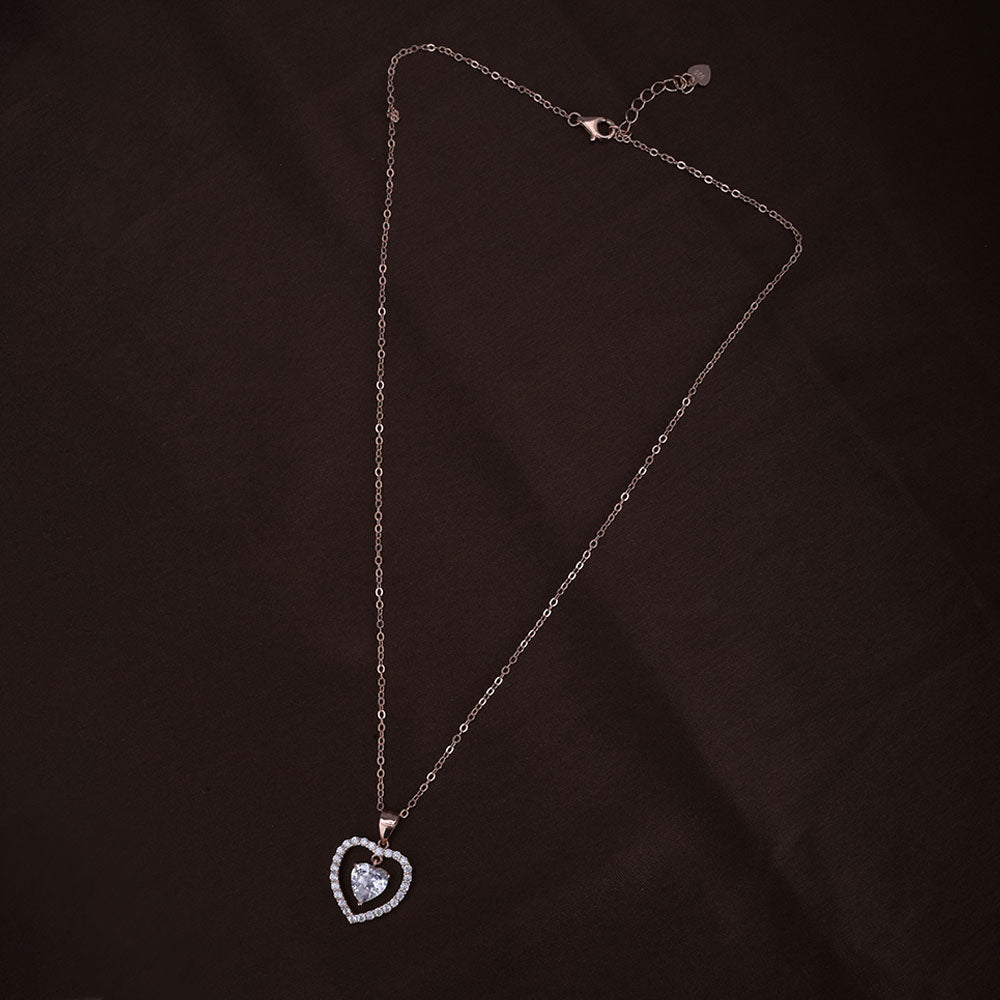 Zircon Heart Necklace | Rose Gold