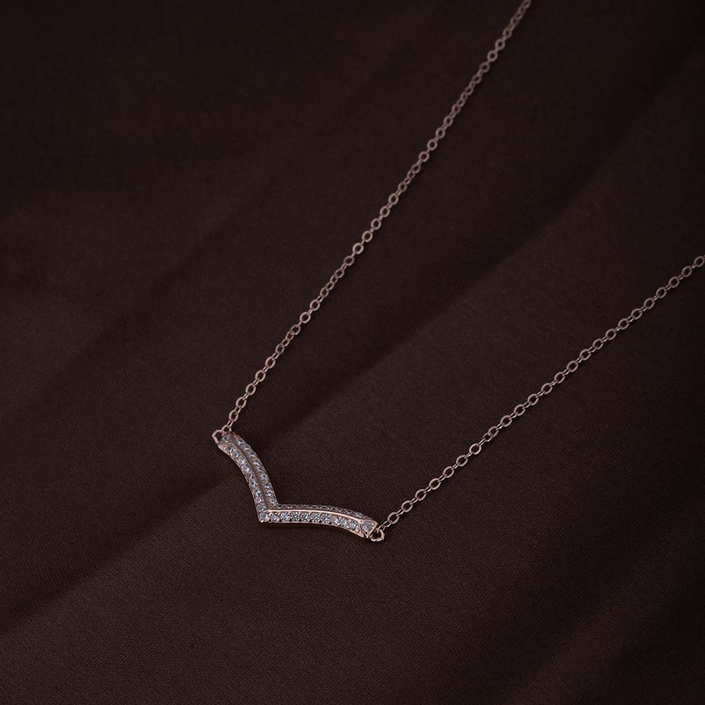 Solitaire Boomerang Necklace | Rose Gold