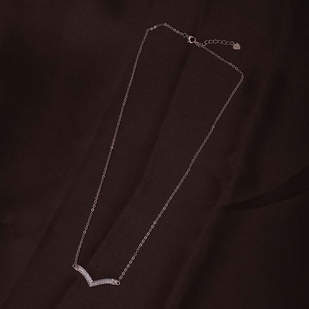Solitaire Boomerang Necklace | Rose Gold