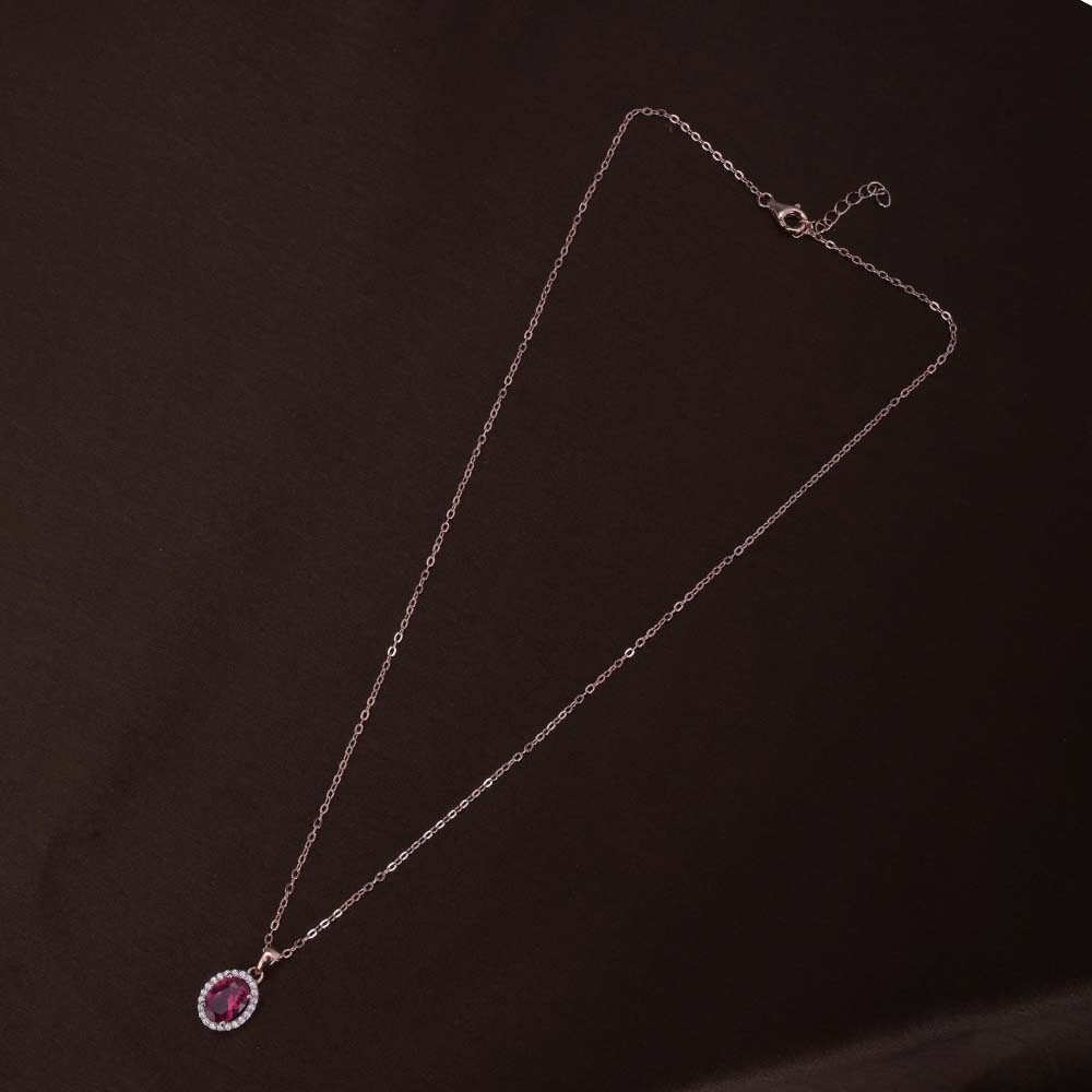 Oval Ruby Necklace | Rose Gold