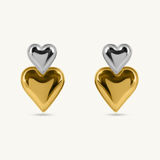 Dual Heart Drop Earrings