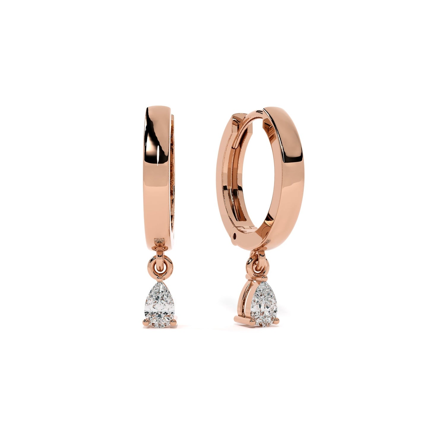 Stone Drop Dangle Hoop 9KT Gold Lab Grown Diamond Earrings