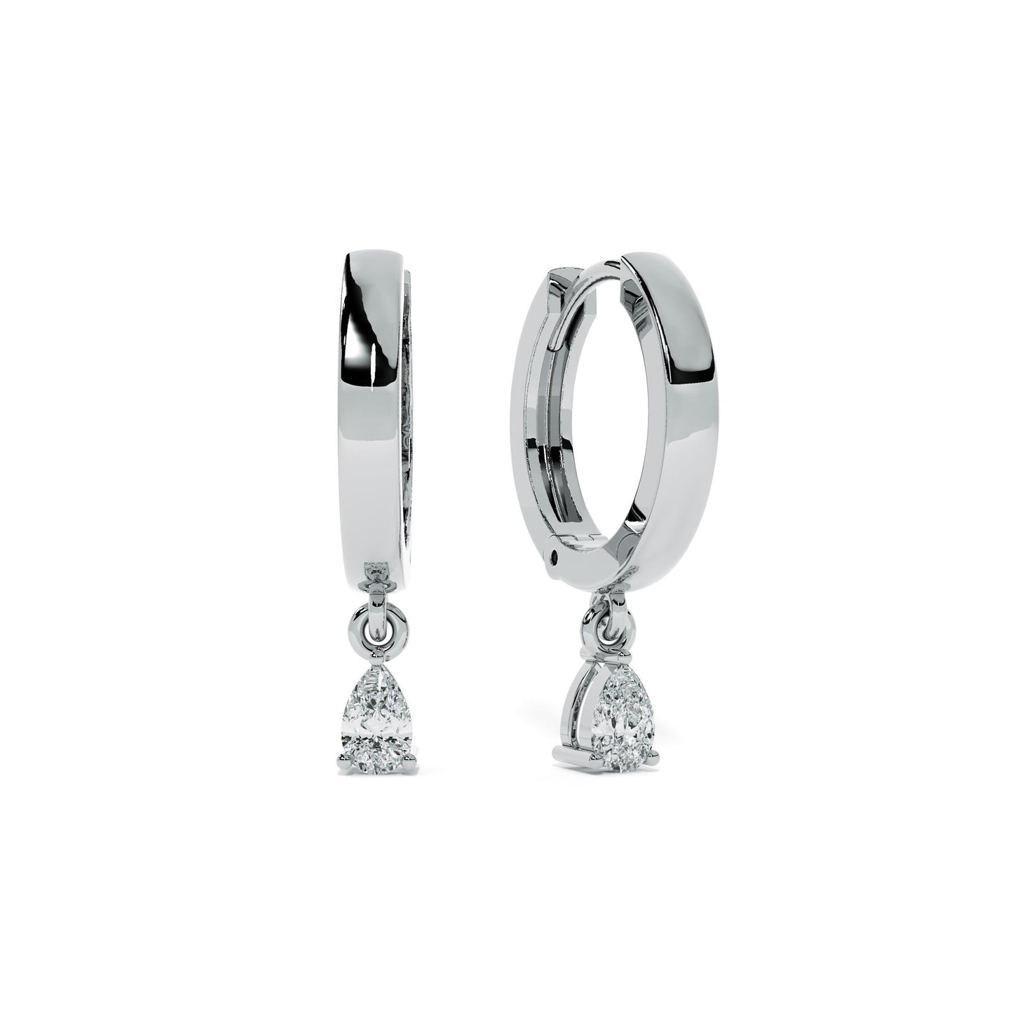Stone Drop Dangle Hoop 9KT Gold Lab Grown Diamond Earrings