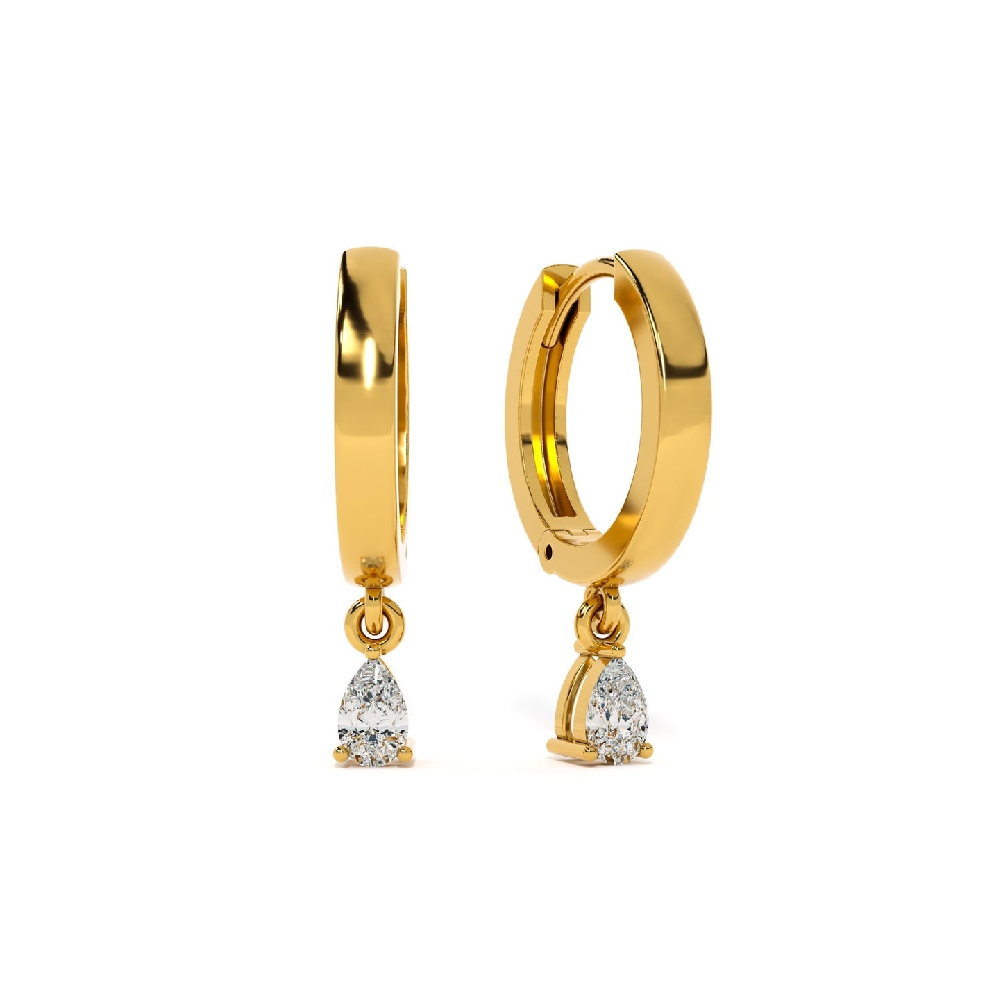 Stone Drop Dangle Hoop 9KT Gold Lab Grown Diamond Earrings