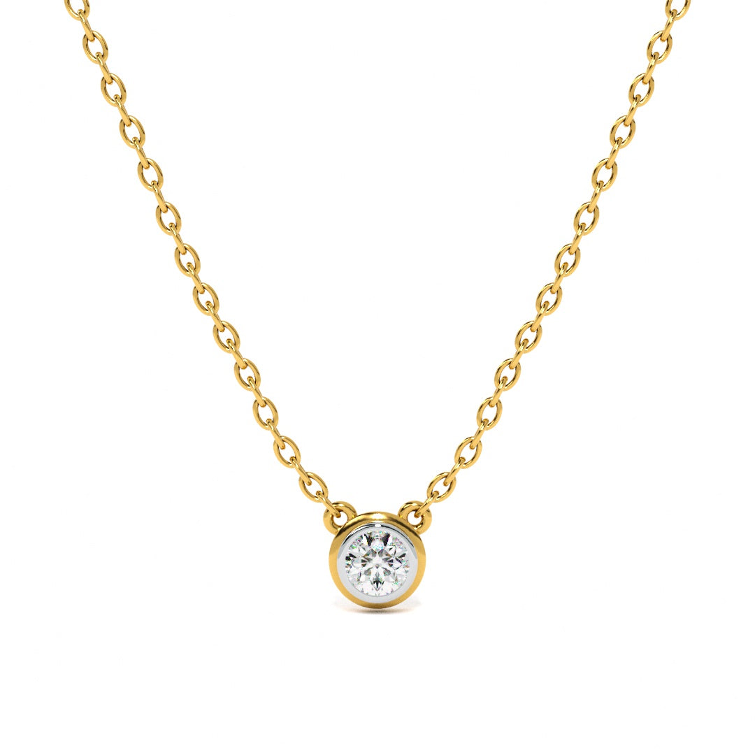 Single Solitaire 9KT Gold Lab Grown Diamond Necklace