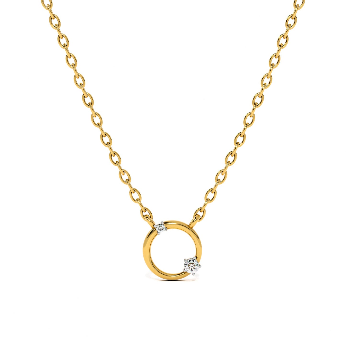 Enclosed Gem 9KT Gold Lab Grown Diamond Necklace