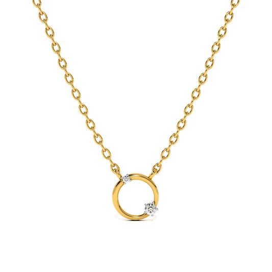 Enclosed Gem 9KT Gold Lab Grown Diamond Necklace