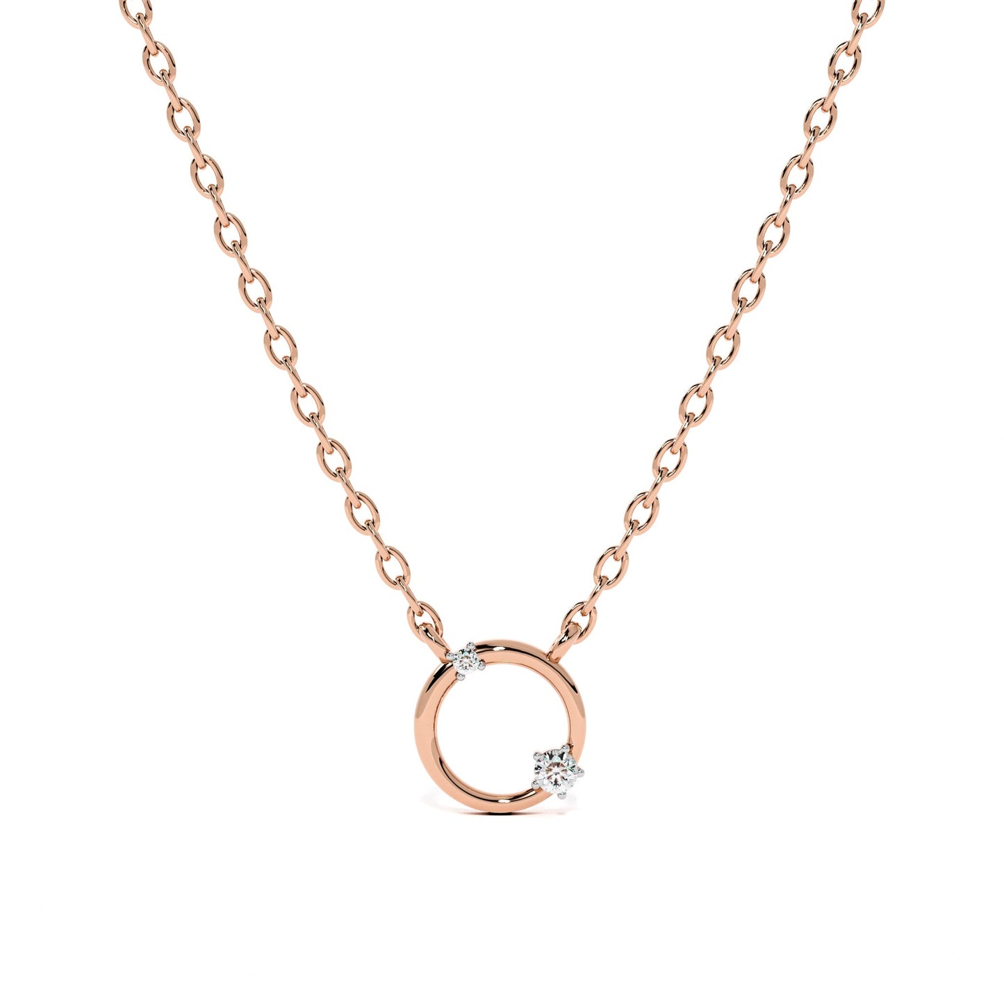 Enclosed Gem 9KT Gold Lab Grown Diamond Necklace