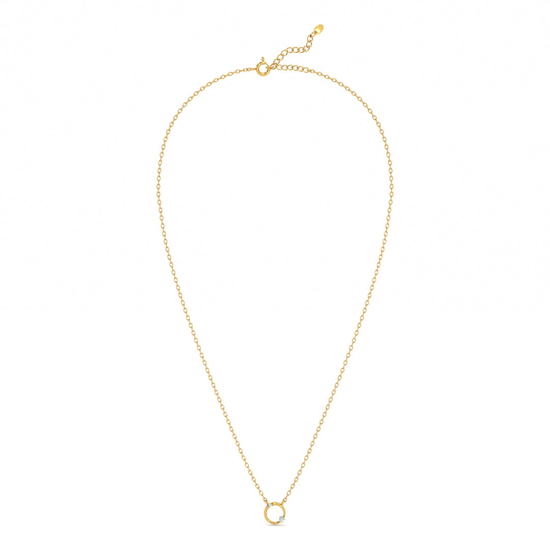 Enclosed Gem 9KT Gold Lab Grown Diamond Necklace