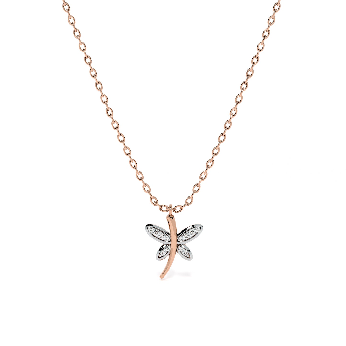 Dancing Dragonfly 9KT Gold Lab Grown Diamond Necklace