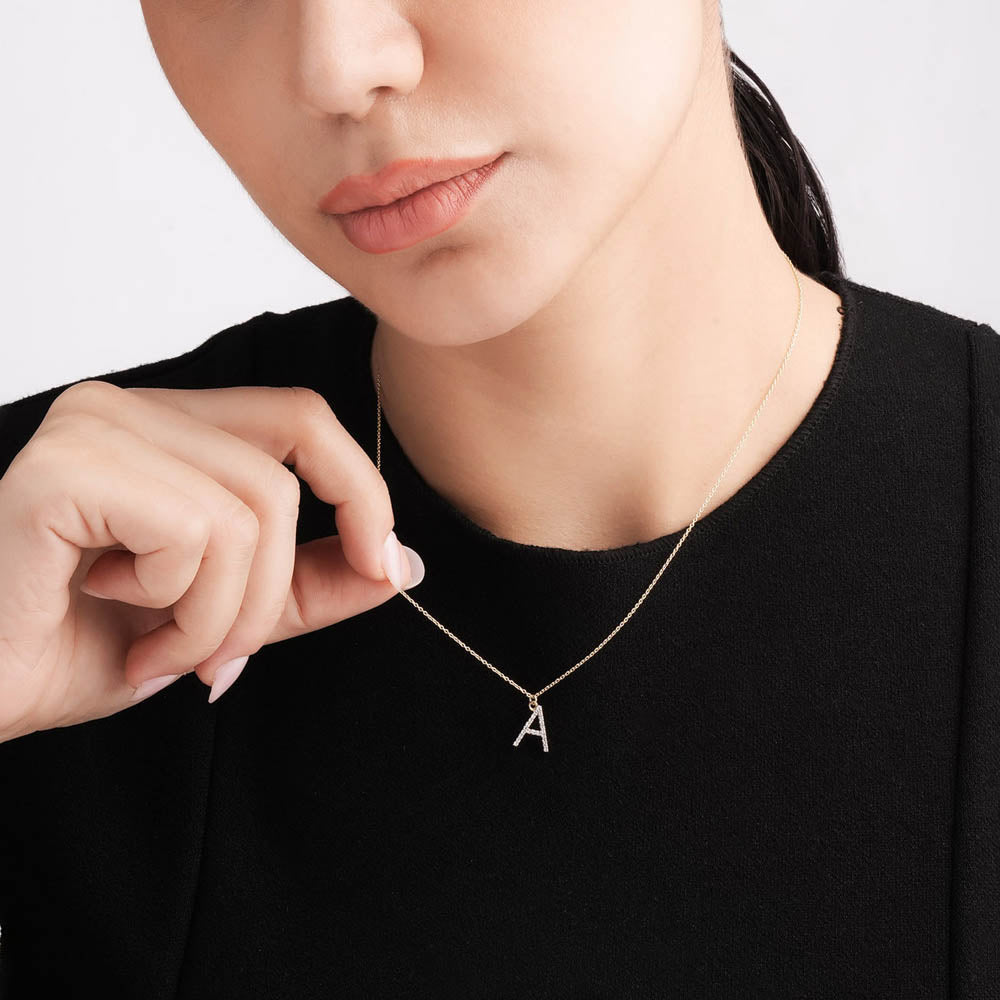 Elegant Initial 9KT Gold Lab Grown Diamond Necklace