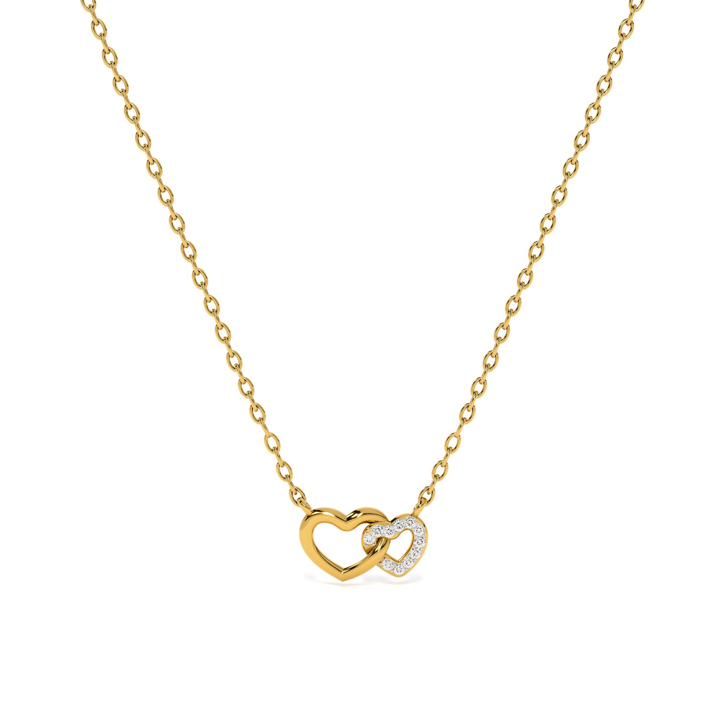 Two Hearts Together 9KT Gold Lab Grown Diamond Necklace