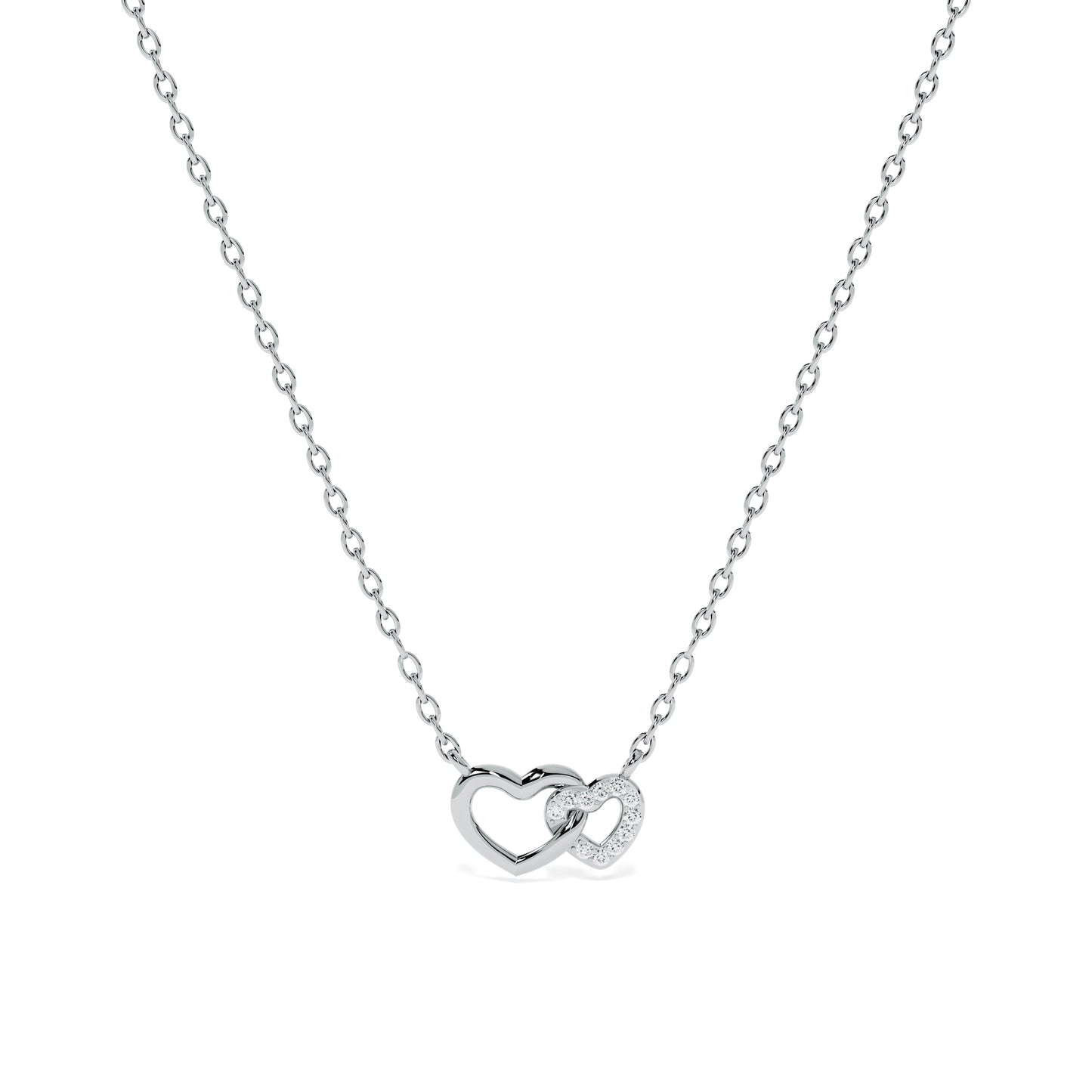 Two Hearts Together 9KT Gold Lab Grown Diamond Necklace