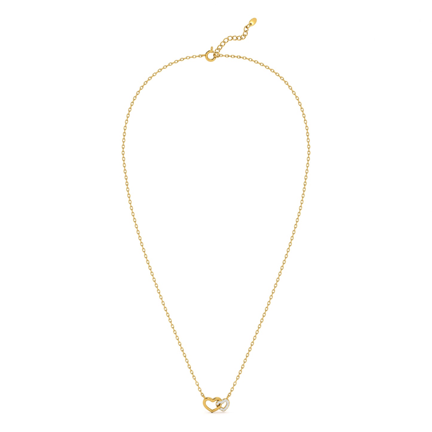 Two Hearts Together 9KT Gold Lab Grown Diamond Necklace