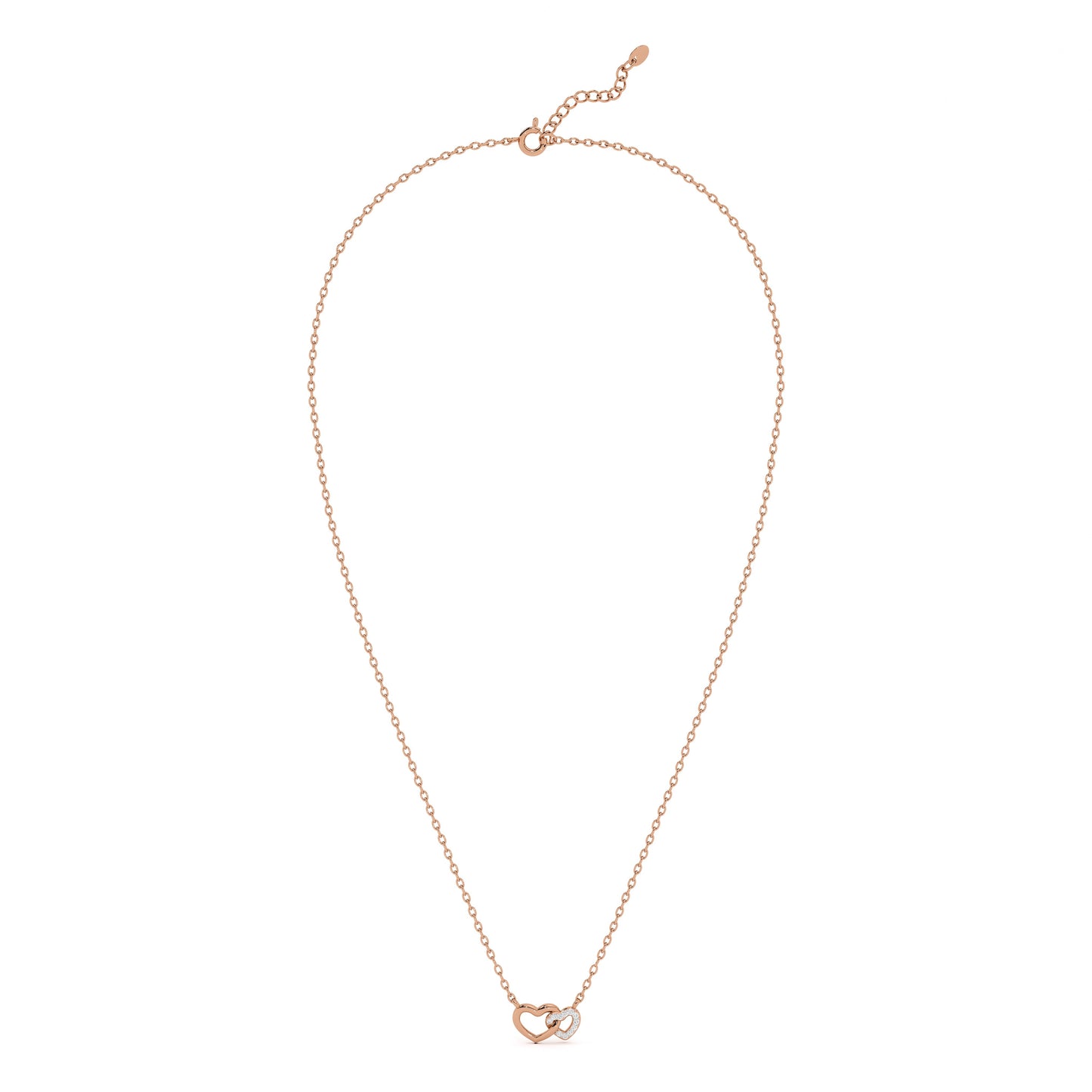 Two Hearts Together 9KT Gold Lab Grown Diamond Necklace