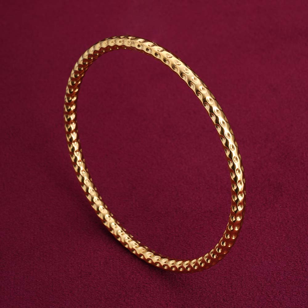 Gold Plated Circle Hammered Buddhist Bracelet