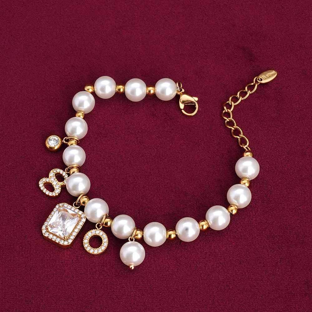 White Elegance Pearl Chain Bracelet