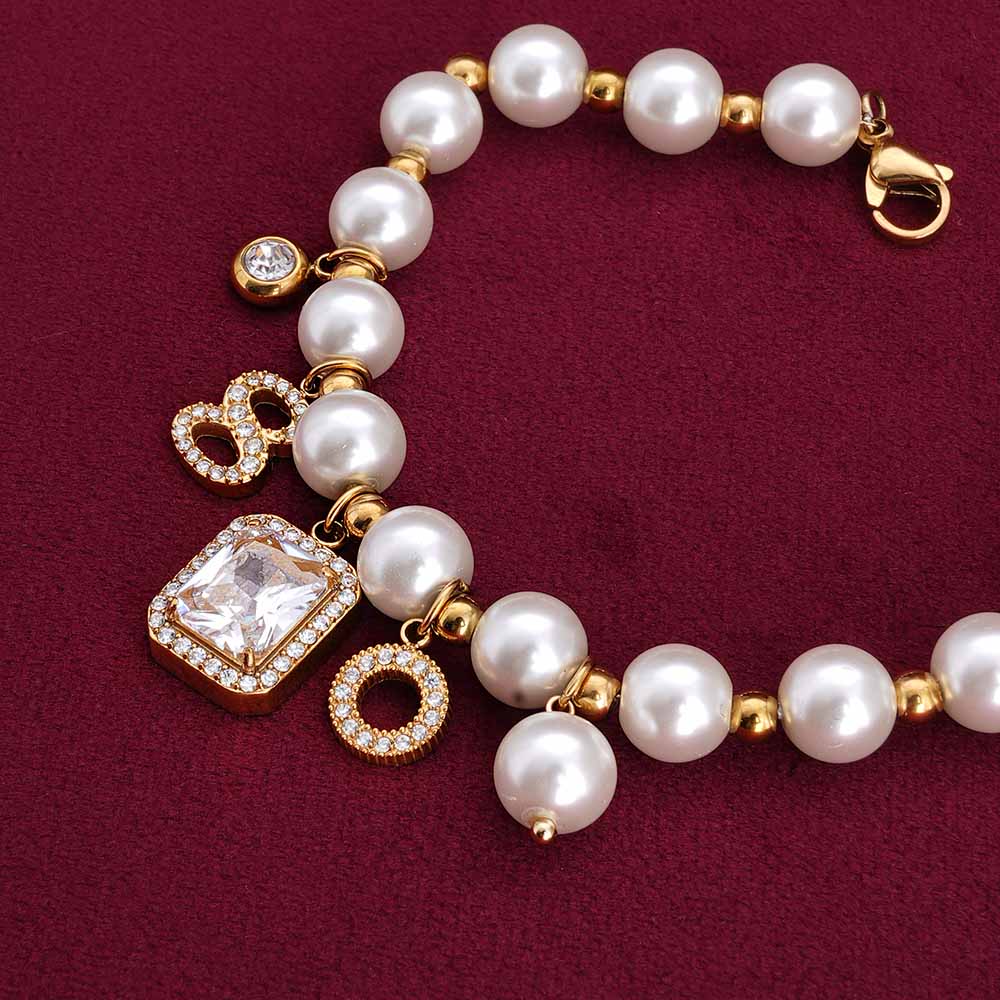 White Elegance Pearl Chain Bracelet