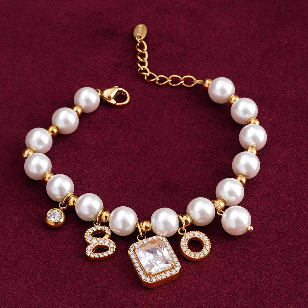 White Elegance Pearl Chain Bracelet