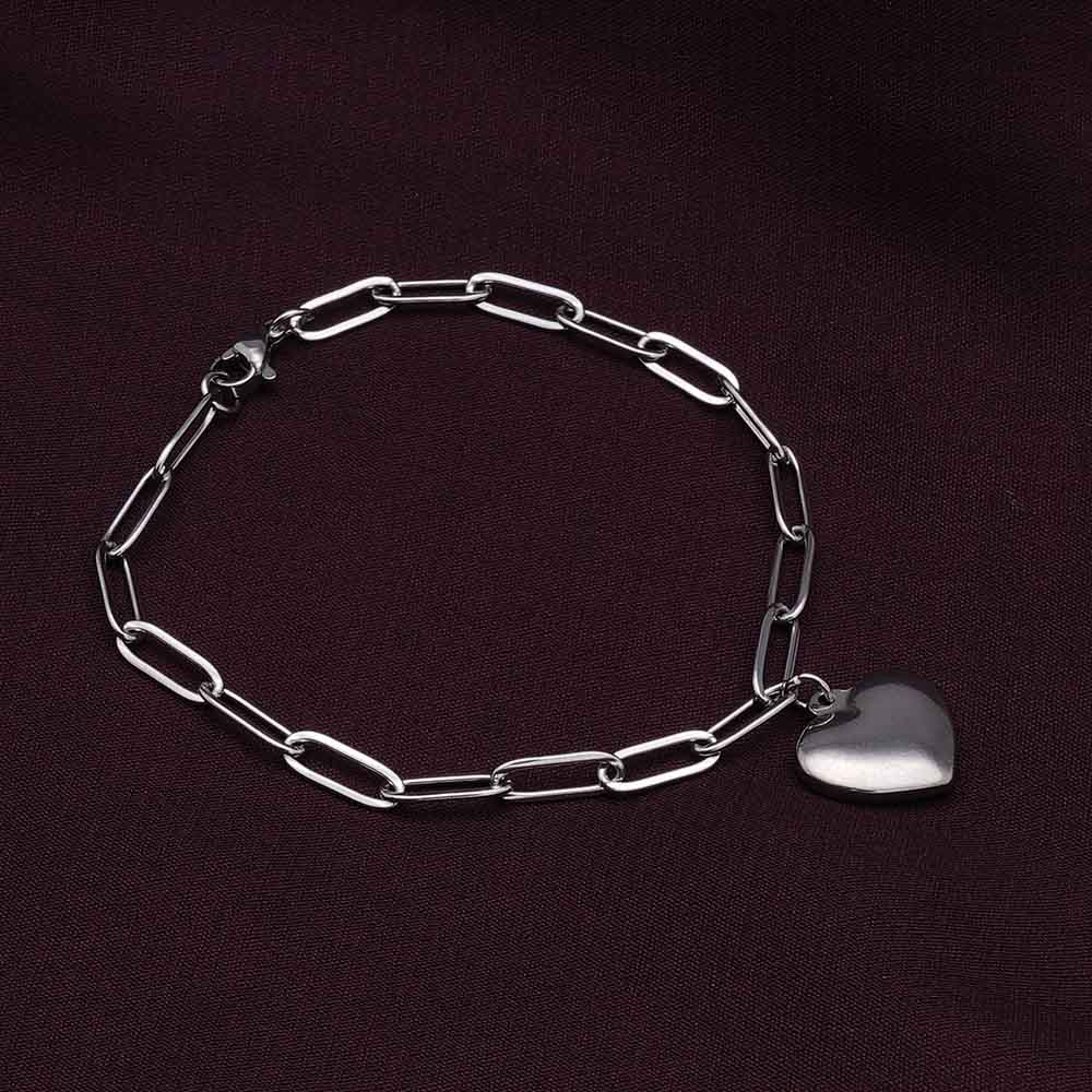 Heart Charm Silver Bracelet