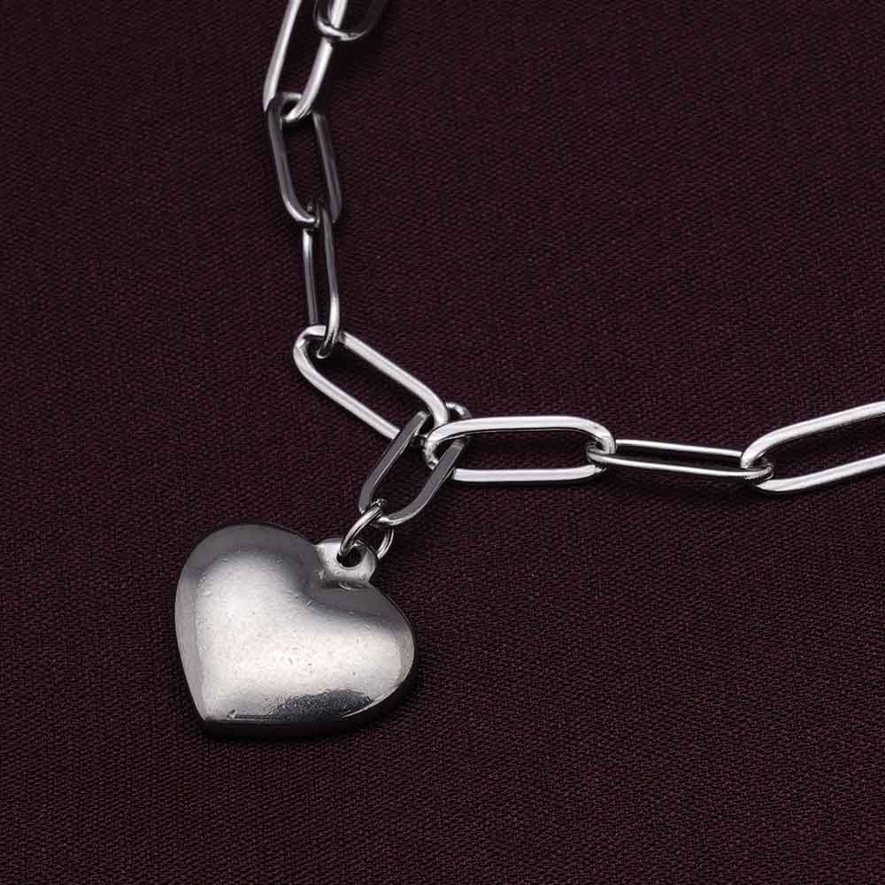 Heart Charm Silver Bracelet
