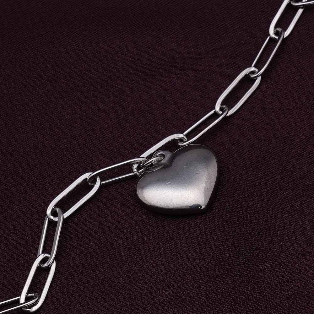 Heart Charm Silver Bracelet