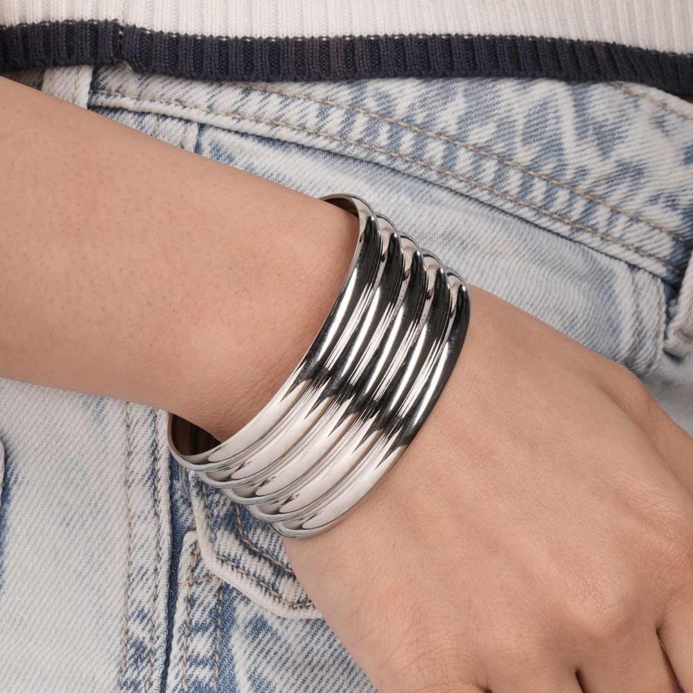 Silver Stack Cuff Bracelet