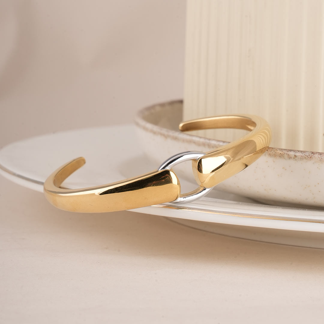 Modern Bi-Metal Cuff Bracelet
