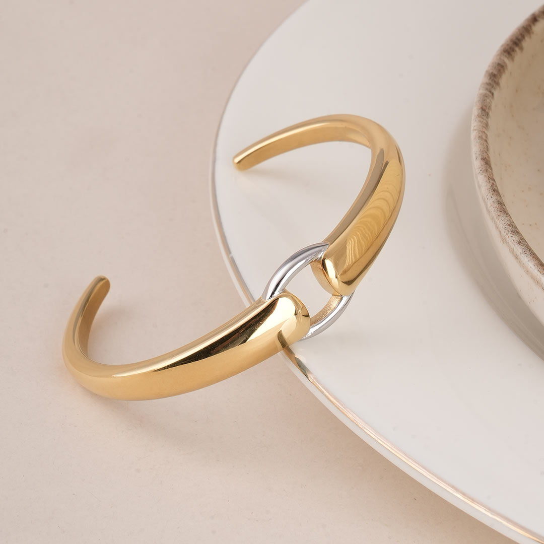 Modern Bi-Metal Cuff Bracelet