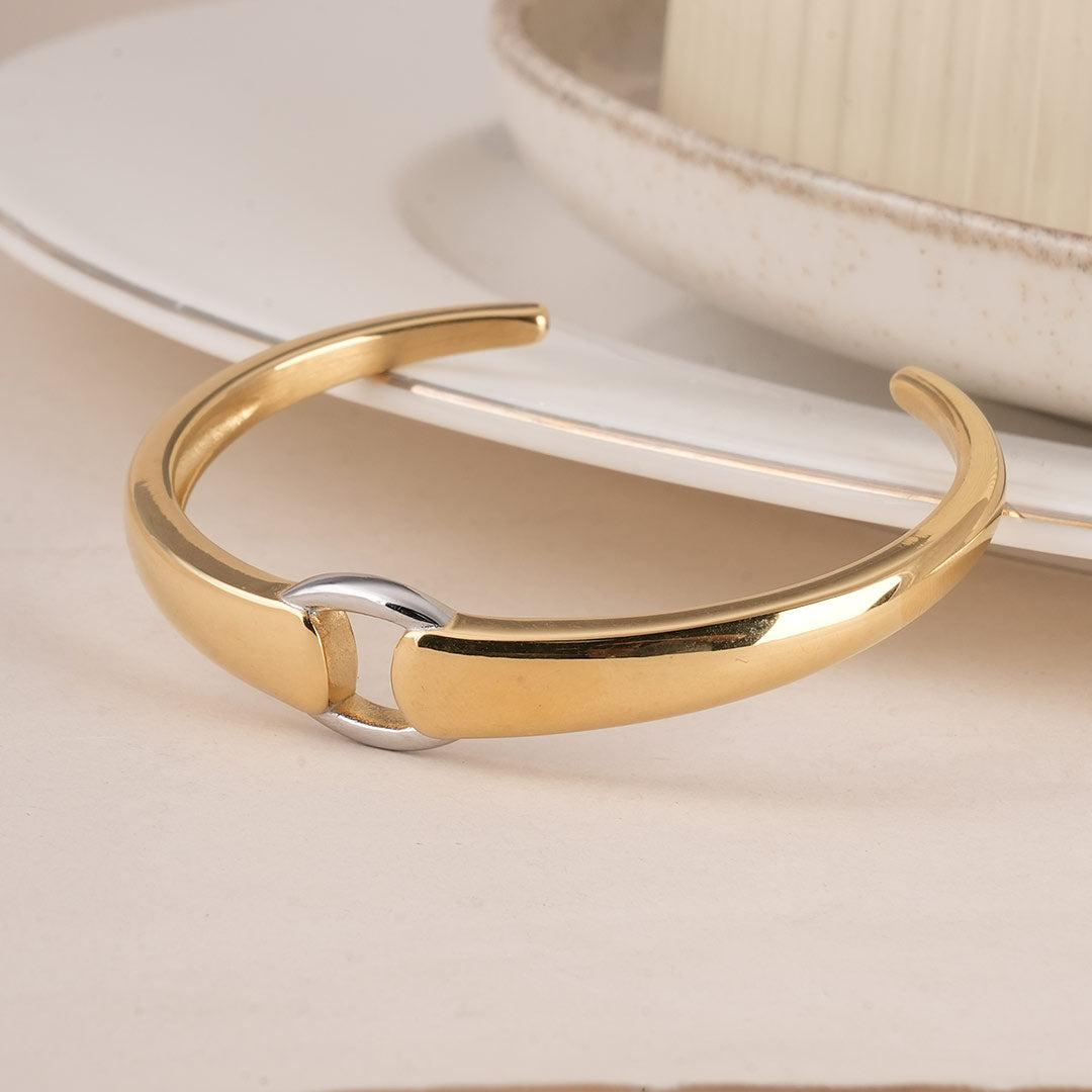 Modern Bi-Metal Cuff Bracelet